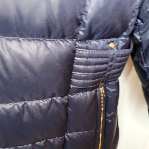 Laundry puff mid thigh coat, 1X, dk blue - Picture 3 of 12